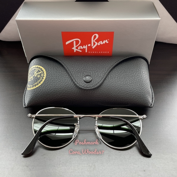 RayBan Round Metal Silver Flash Lenses RB3447 Silver Frame Unisex New - Picture 8 of 16